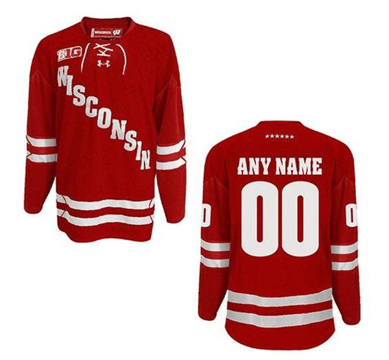 Men's Red Wisconsin Badgers Custom Stitched Jersey